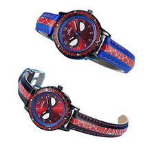Spiderman Boys Watch Waterproof LED Luminous Leather Watchband Quartz Kids Gift