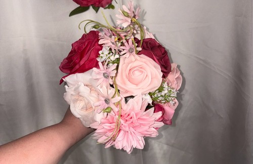 Blush hot pink faux floral - &,