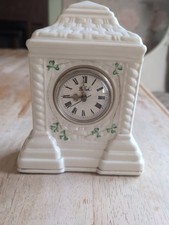 Belleek Ireland Cream Ceramic Mantle Clock Cashel Shamrock