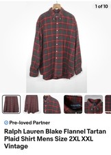 Ralph Lauren Blake Flannel Tartan Plaid Shirt Mens Size 2XL XXL Vintage