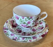 Maxwell & Williams Rose Bud Fine Bone China Teacup, Saucer and Side Plate Trio