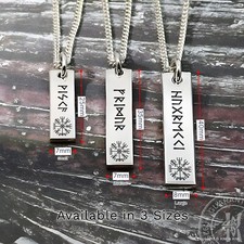 Personalised Rune Necklace 925 Silver, Viking Pendant, Custom Engraved Amulet