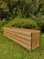 Large Wooden  Planter Trough Garden Flower Plant Pot Container Log Style