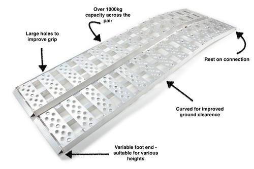 Pair aluminium loading ramps - aluminium,