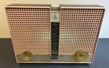 Vintage 60's Pink Emerson Twin Speakers Radio Model: G-1708 Art Deco