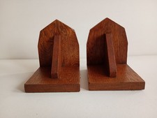 Pair of Vintage Art Deco Wooden Oak Bookends