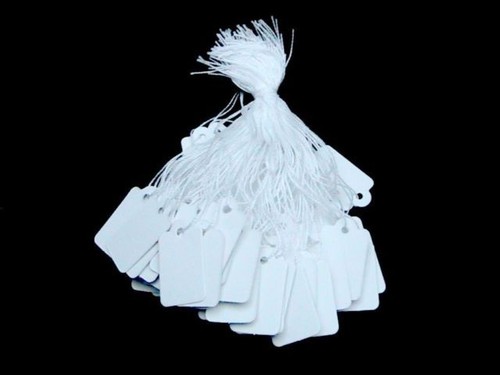 White colours strung tie - white, tags