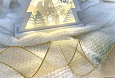 Christmas GOLD SHIMMER lurex style - Luxury Wire Edged Ribbon 63mm   NEW 2025