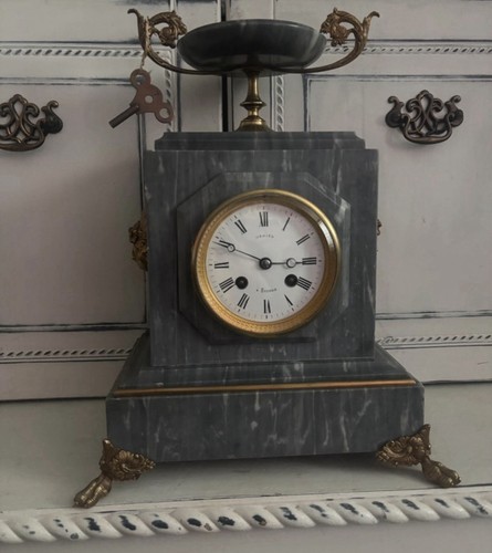 Antique french mantel - mantel, clock