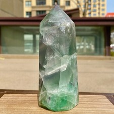 461G atural color fluorite quartz Crystal obelisk Point Healing Wand