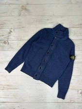 Vintage Stone Island Zip Up Button Wool Sweater Cardigan Men Size S Blue