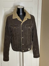 Abercrombie Fitch Jacket Men's Medium Sherpa Lined Corduroy Brown Vintage