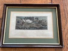 small framed old etching of a