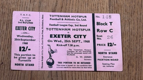 Ticket 1968 tottenham v - ticket,