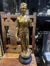 Beautiful Vintage Statue of Hebe The Greek Goddess of Youth Sculpture Gold Resin
