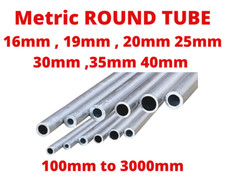 ALUMINIUM ROUND TUBE METRIC 16, 19, 20, 25, 30, 40mm SECTIONS 100MM TO 3000MM