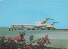 BALKAN BULGARIAN AIRLINES TUPOLEV TU-154 LINE UP VINTAGE AIRLINE ISSUED POSTCARD