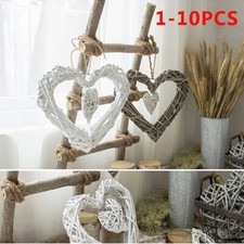 Large Wall Hanging Shabby Chic White Rattan Wicker Heart Wreath Home Decoration