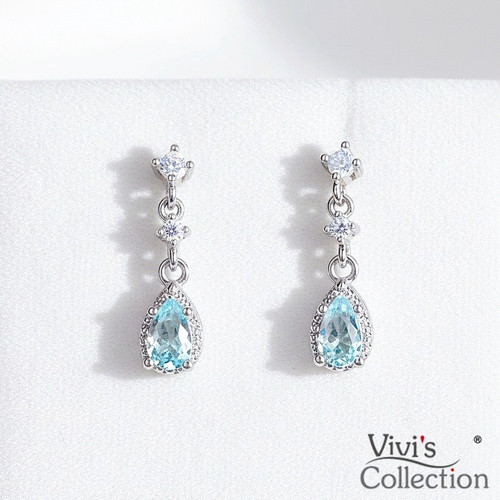 Aqua crystal drop - crystal, earrings
