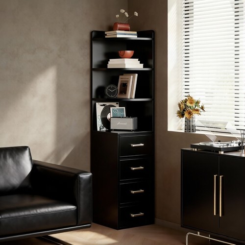 Black corner storage cabinet - corner,