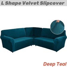 Velvet Corner Couch Cover 5-Seat L-Shaped Stretch Velvet Corner Sofa Slip Covers