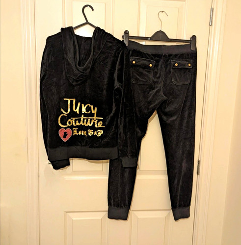 Juicy couture black velour zip - black,