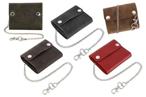 Mens leather biker wallet - wallet, with