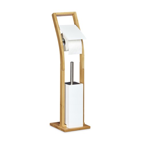 Toilet brush and holder wooden - and,