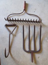 Vintage metal farm pitch fork