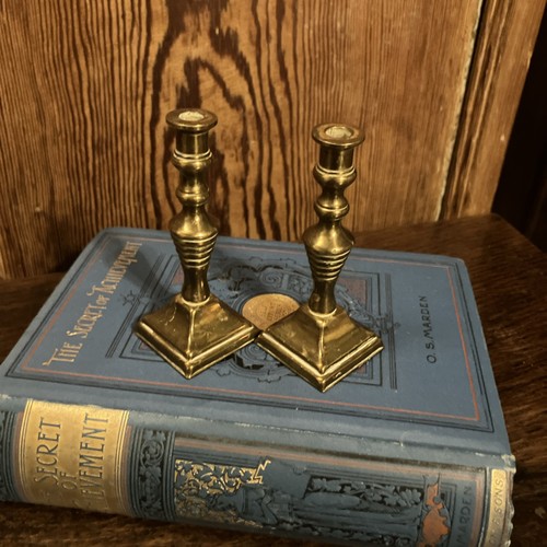 Mini brass spell candle sticks - brass,
