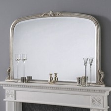 Antique Silver Large arch top over mantle Ornate Mirror BALMORAL - Choose Colour