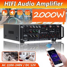 2000W Digital Bluetooth Stereo Amplifier Amp HIFI 2CH Tuner USB SD 4Mic Inpurt