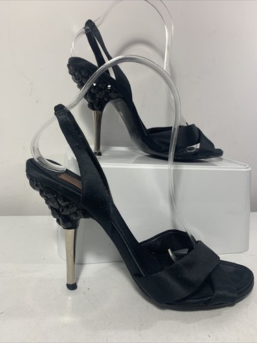Zara black satin look stiletto - satin,