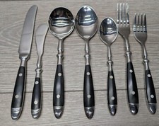 CHEFS Bistro Black Stainless Steel 2 Rivet Flatware 7-pc Setting Set