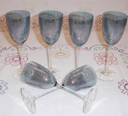 Vintage wine glasses blue - 6,