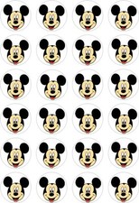 24 Mickey Mouse Face Head Premium Cupcake Cake Toppers Edible Rice Wafer Paper
