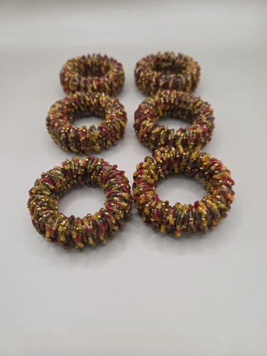 Glass beaded napkin - rings, red