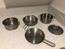 IKEA DUKTIG 5-Piece Toy Cookware Set Stainless Steel Colour