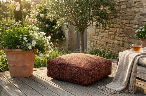 Moroccan rug pouf cover - moroccan,