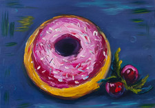 Original Oil Painting Donut
