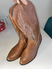 COWBOY Boots Brand New Brown White Stitching Size 36 (UK 3.5 / 4)