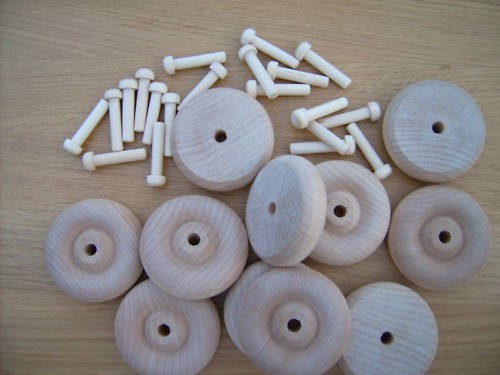 10x wooden toy wheels axles - toy,