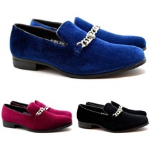 Mens Velvet Slip On Dress Party Loafer Wedding Smart Buckle Suit Shoes Size