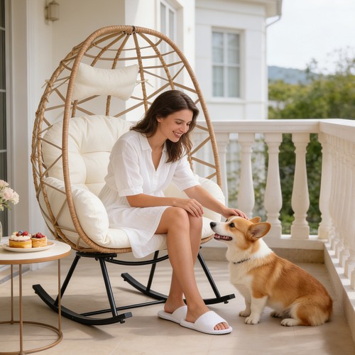 Outdoor rocking chair wicker - outdoor,