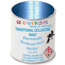 Cellulose Paint For Renault Bleu Monaco Nacre Met Mat 215.243 Spray Touch Up