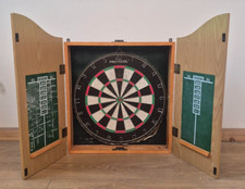 Dart board cabinet with dartboard set
