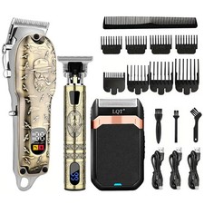 Professional Cordless Hair Clippers Trimmer Men Cutting Machine Beard Shaver Set
