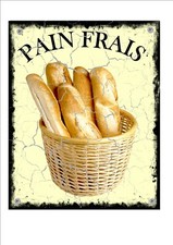 Vintage Bakery Sign Pain Frais Bakers Aged Cafe Diner Sign Antique Style  Sign