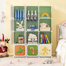 12-Cube Baby Closet Portable Kids Wardrobe-Green