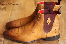 Jeffery West Tan Brown Leather Chelsea Boots Shoes Mens UK 8 US 9 EU 42